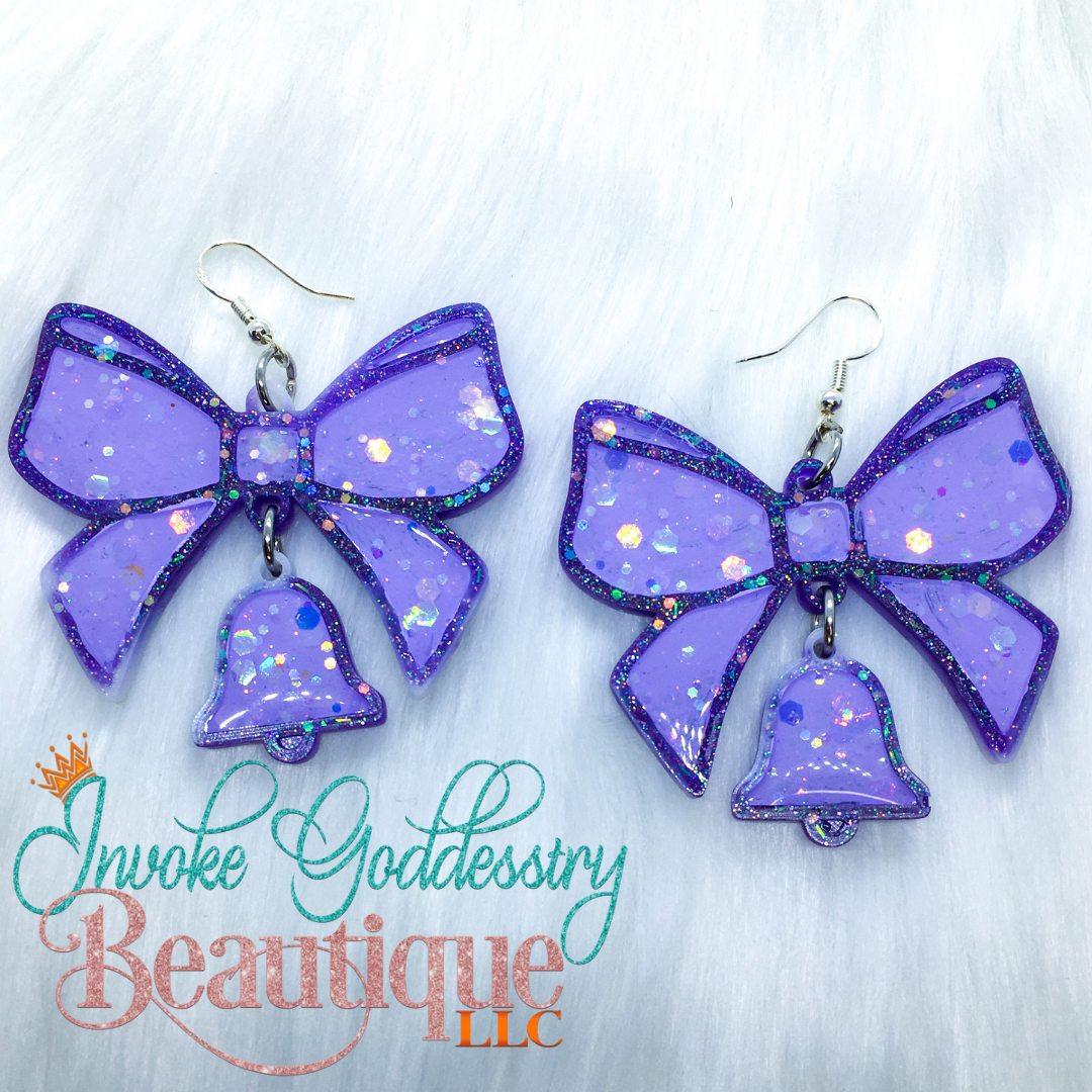 “Purple Haze” Bow Jingle Earrings