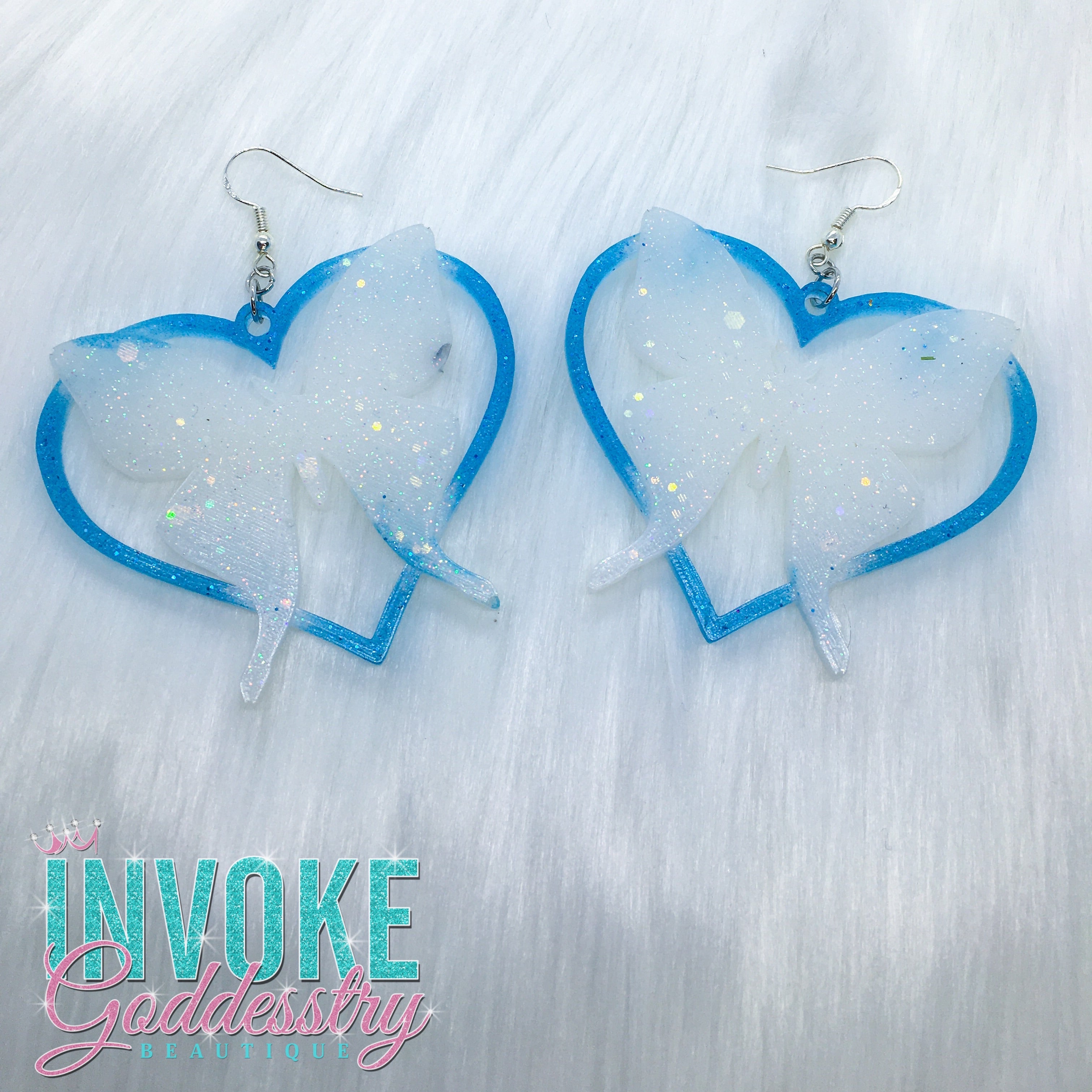 “Blueberry Fraco” Butterfly Heart Earrings