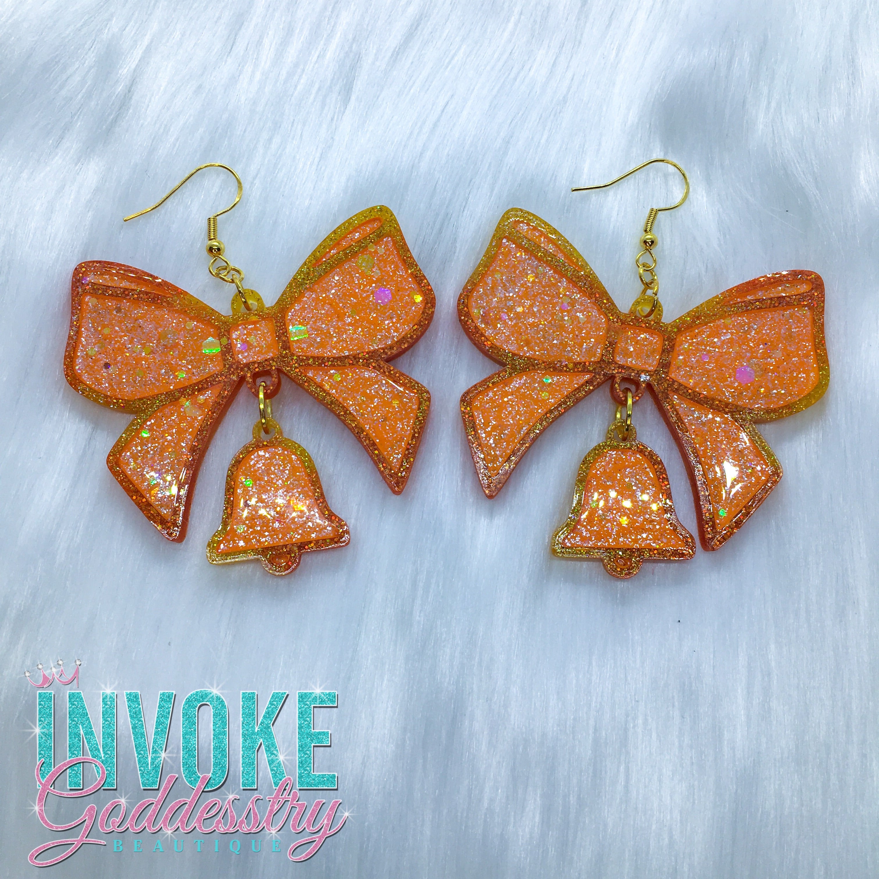 "Mango Melee" Bow Jingle Earrings