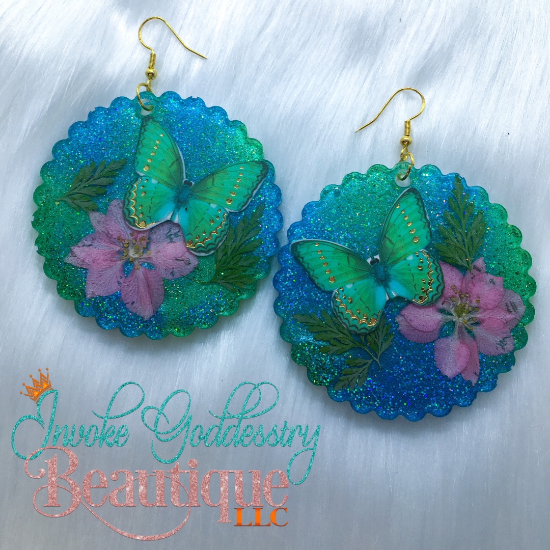 "Butterfly Forest" Resin Earrings