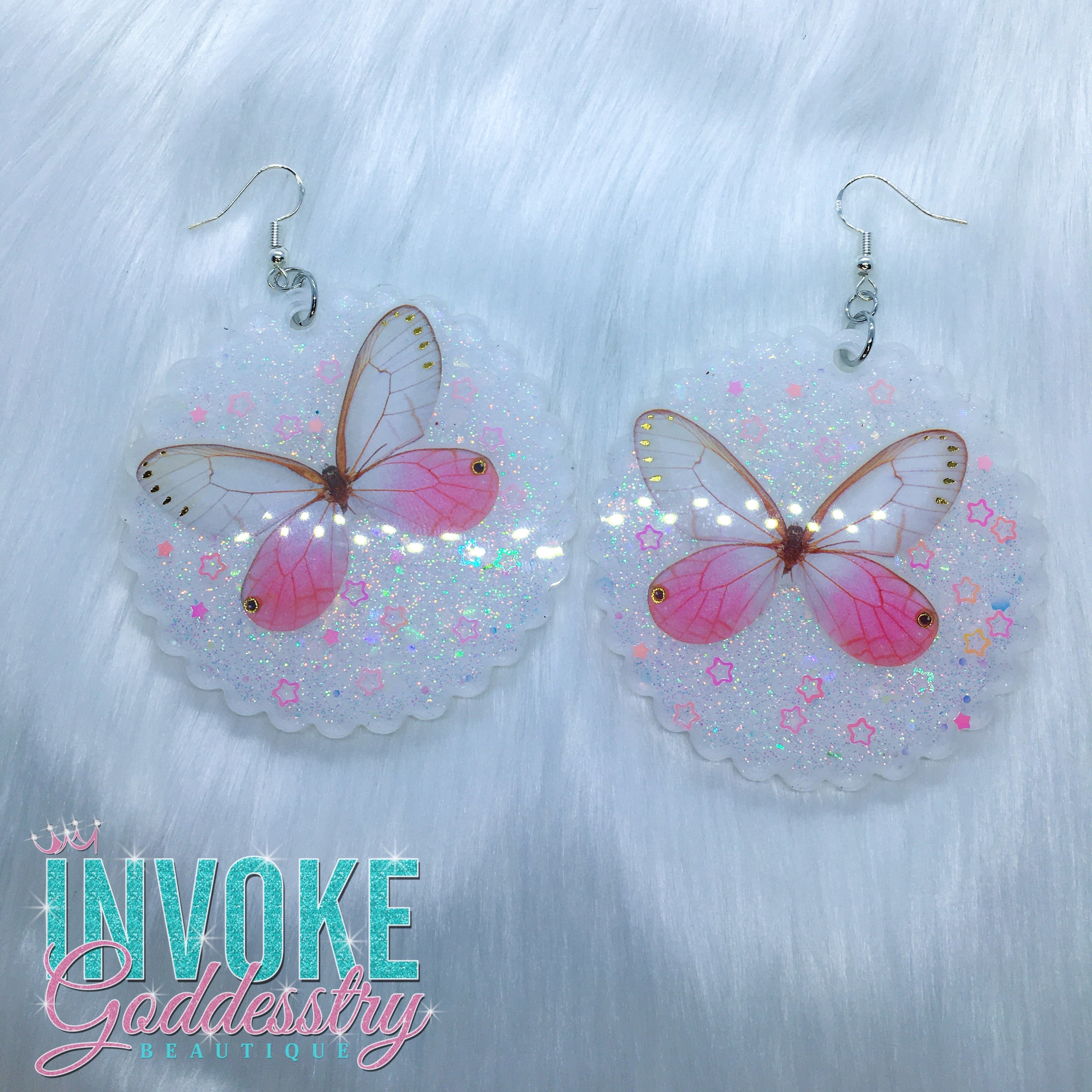 "Frosted Butterfly" Resin Earrings